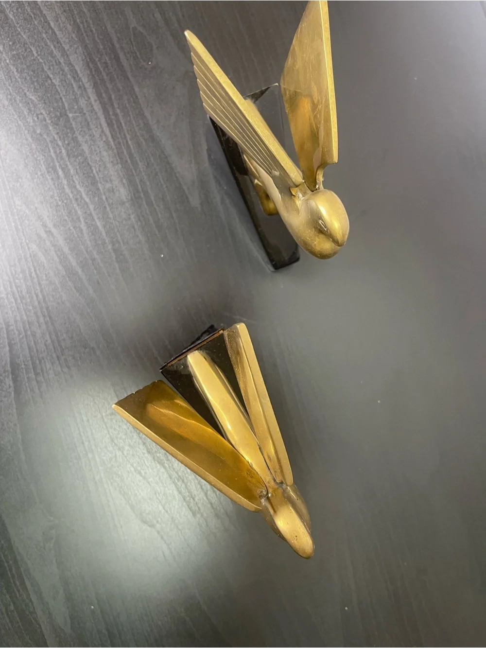 Vintage 1970s Brass  Bird Dove Pigeon Eagle  Bookend Korea Art Deco MCM